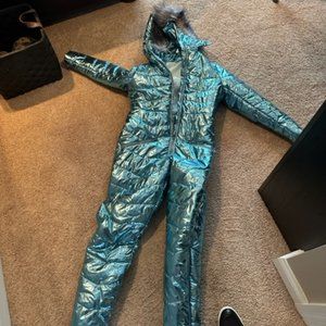Blue metallic womens snowsuit